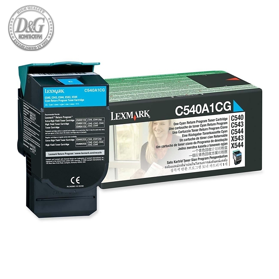 Lexmark C540A1CG C54x, X54x Cyan Return Programme 1K Toner Cartridge