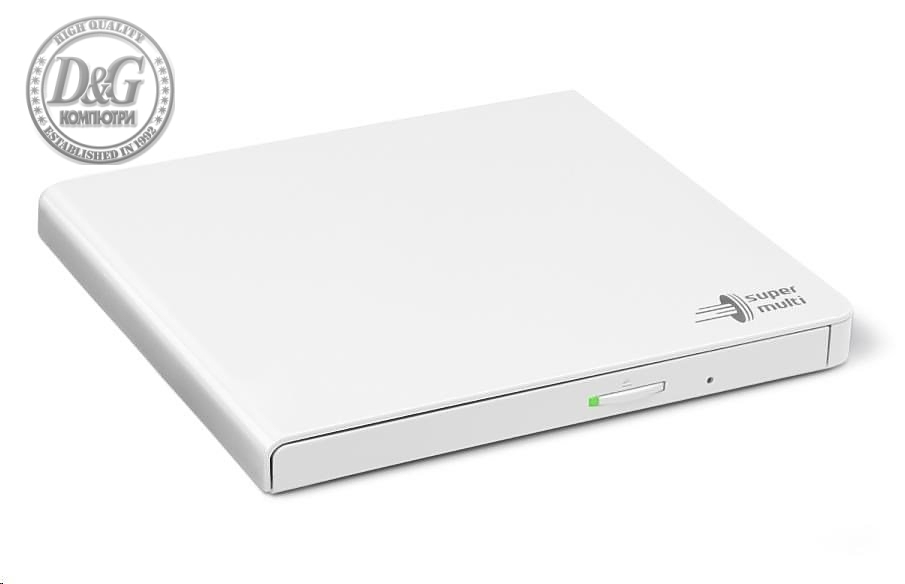 Hitachi-LG GP57EW40 Ultra Slim External DVD-RW, Super Multi, Double Layer, TV connectivity, White