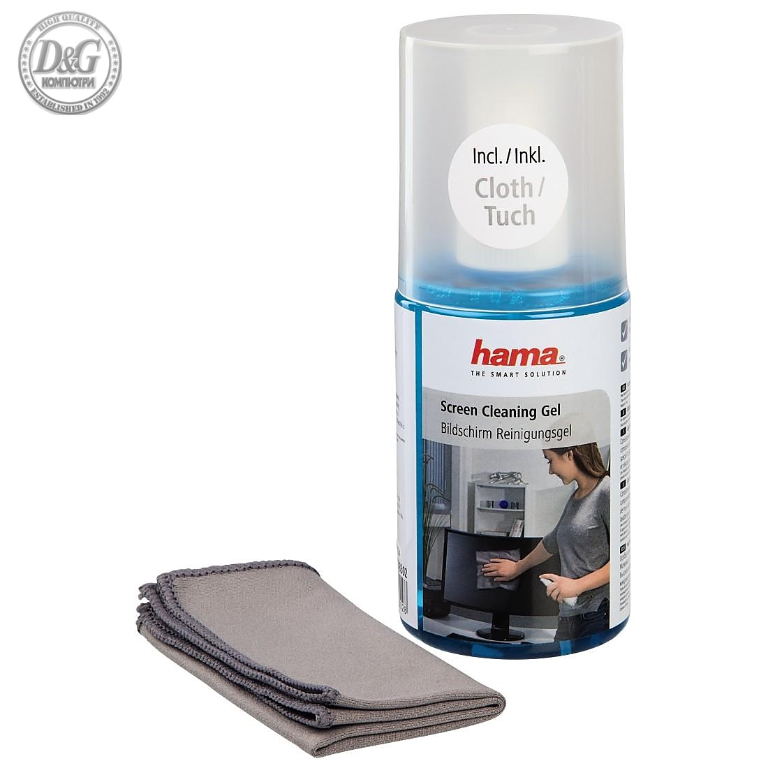 Почистващ гел HAMA за LCD, TFT, TV /телевизори/ с кърпа