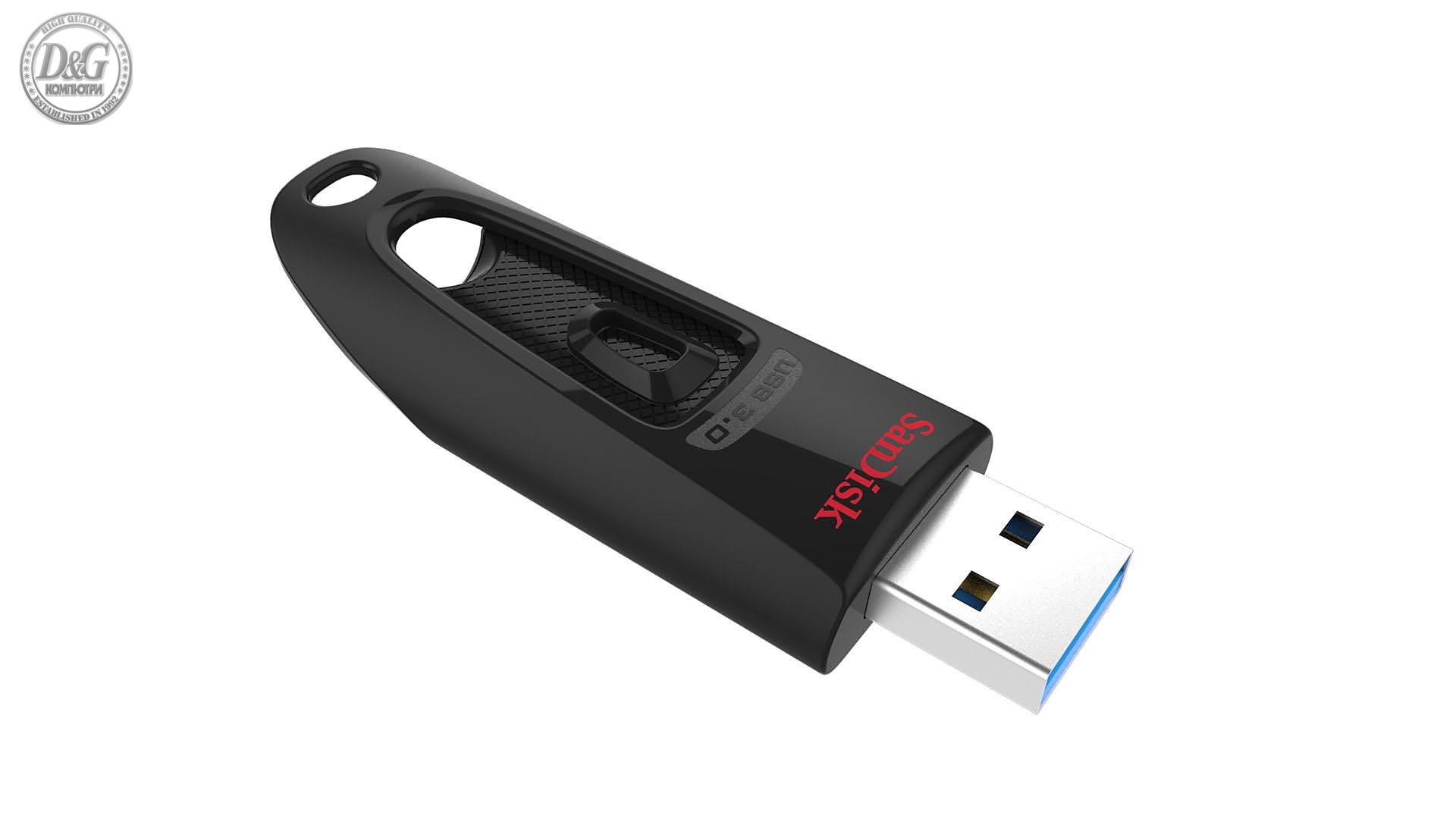 USB памет SanDisk Ultra USB 3.0, 256GB, Черен,100 Mb/s