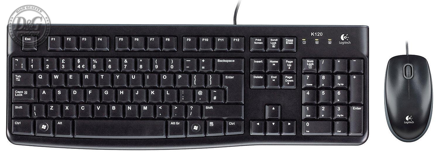 Kомплект клавиатура с мишка Logitech MK120, Черна