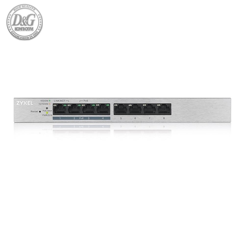Суич ZyXEL GS-1200-8 V2, 8 портов, Gigabit, webmanaged