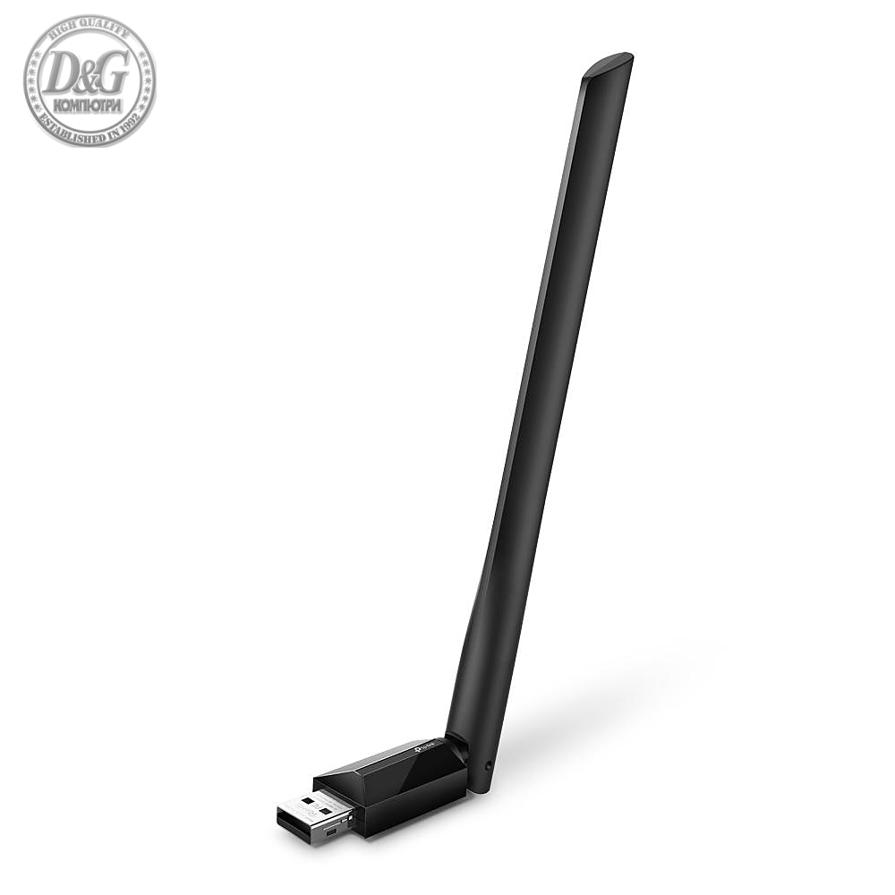 Безжичен адаптер TP-LINK Archer T2U PLUS, AC600, Dual band, USB, външна антена 5 dBi