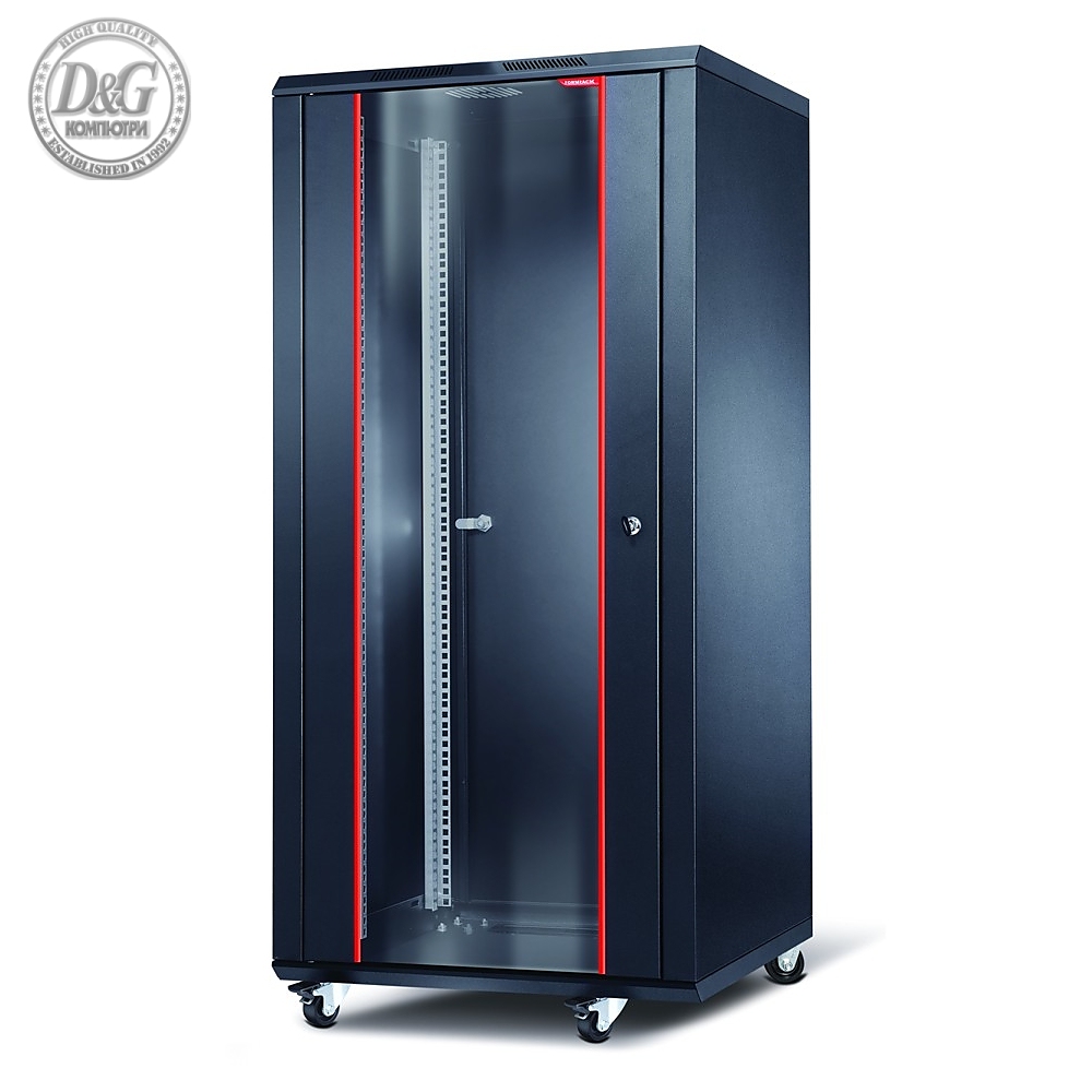 Formrack 19" Free standing rack 26U 600/600mm, height: 1321mm, loading capacity: 600 kg, front tempered glass door, unopenable sides (does not include castor/feet group)