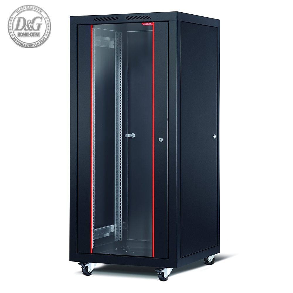 Formrack 19" Free standing rack 26U 600/600mm, height: 1386 mm, loading capacity: 600 kg, front tempered glass door, openable locking sides and back (does not include castor/feet group)