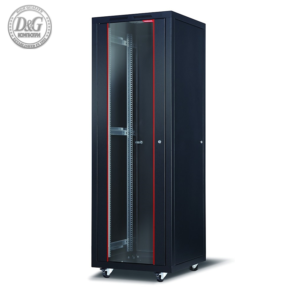 Formrack 19" Free standing rack 36U 600/800mm, height: 1831 mm, loading capacity: 600 kg, front tempered glass door, openable locking sides and back (does not include castor/feet group)