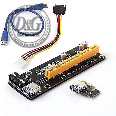 Конвертор Estillo Riser Card 6 Pin, PCI-Е x 1 към PCI-Е x16, USB 3.0
