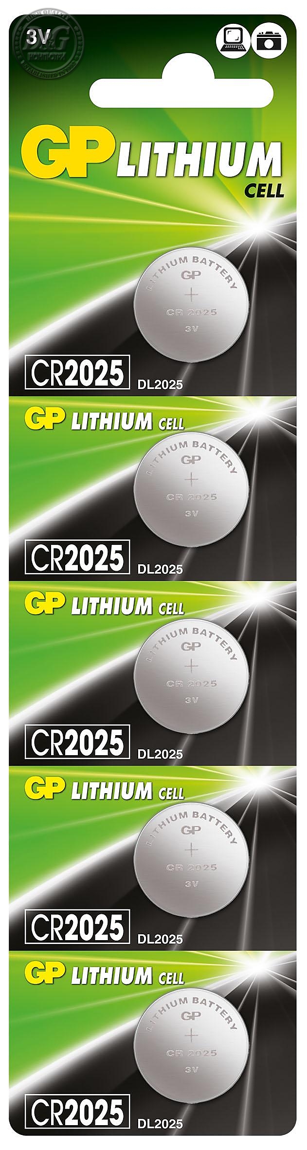 Литиева бутонна батерия GP CR-2025 3 V  5бр. в блистер / цена за 1 бр./