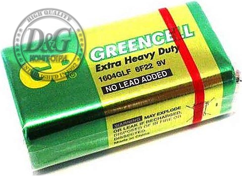 Цинк карбонова батерия GP 6F22 /9V/ Greencell 1604GLF-B 1 бр. shrink