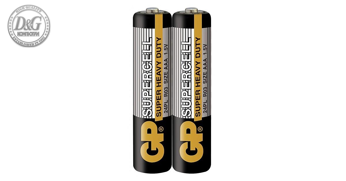 Цинк карбонова батерия GP SUPERCELL  R03 AAA 2 бр. shrink 1.5V