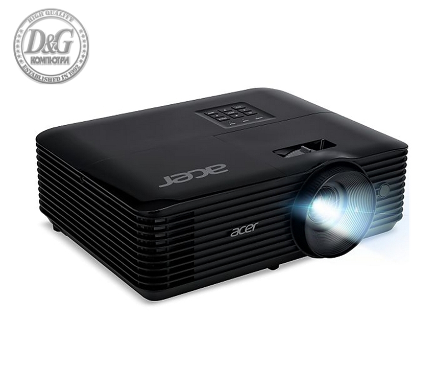 Acer Projector X1128H, DLP, SVGA (800x600), 4800Lm, 20 000:1, 3D ready, 40 degree Auto keystone, ACpower on, HDMI, VGA, RCA, USB(Type A, 5V/1.5A), Audio in, 1x3W, 2.7kg, Black