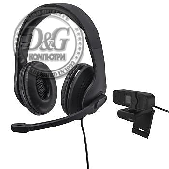 Комплект за стрийминг Hama 139999, Камера C-400 FullHD и слушалки с микрофон HS-USB300, USB