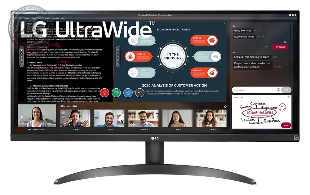 LG 29WP500-B, 29" UltraWide AG, IPS Panel, 21:9, 5ms, CR 1000:1, 250 cd/m2, 21:9, 2560x1080, HDR 10, sRGB 99% , sRGB 90% (CIE1931), Radeon FreeSync, Reader Mode, 75Hz, HDMI, Tilt, Headphone Out, Black