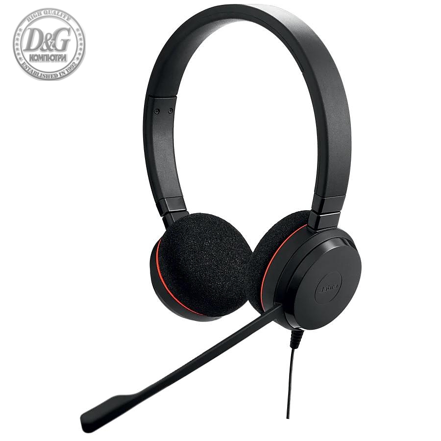 Слушалки Jabra Evolve 20 Stereo Microsoft Teams Optimized, Микрофон, Черни