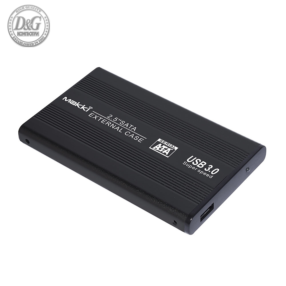 Makki Външна кутия за харддиск External Case 2.5" SATA USB3.0 Aluminium Black