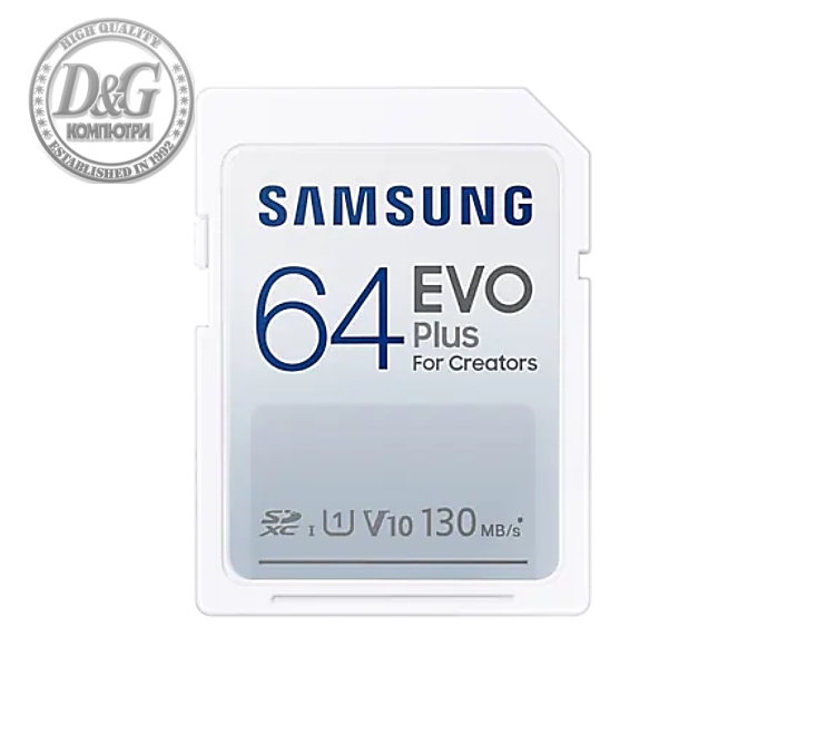 Samsung 64GB SD Card EVO Plus, Class10, Transfer Speed up to 130MB/s