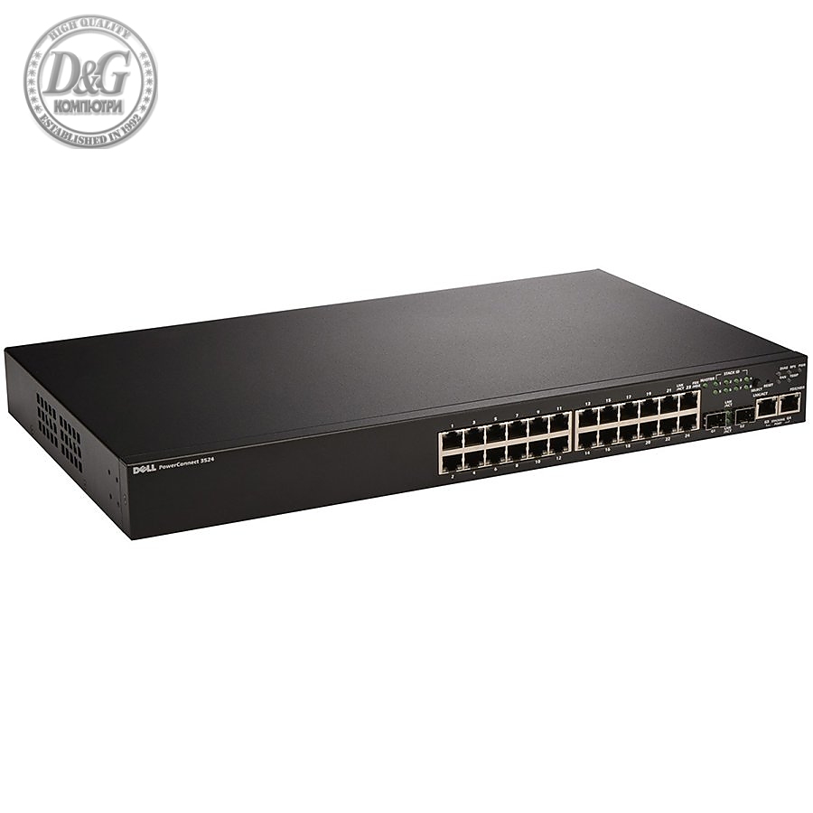 DELL PowerConnect 3524P Managed 24 10/100/4 Gigabit Ethernet 2 SFP Stackable Switch with PoE, No Redundant Power Supply, Lifetime Limited Hardware Warranty