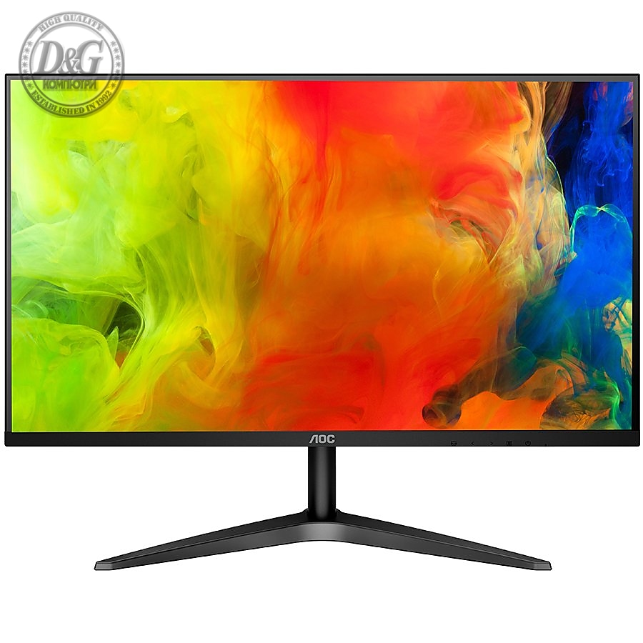 AOC Monitor LED 24B1H IPS (23.6вЂњ, 16:9, 1920x1080, MVA, 250 cd/mВІ, 3000:1, 20M:1, 5 ms, 178/178В°, VGA, HDMI, 3H, Audio-Out, Tilt: -3.5/+21.5В°,  Borderless) Black, 3y