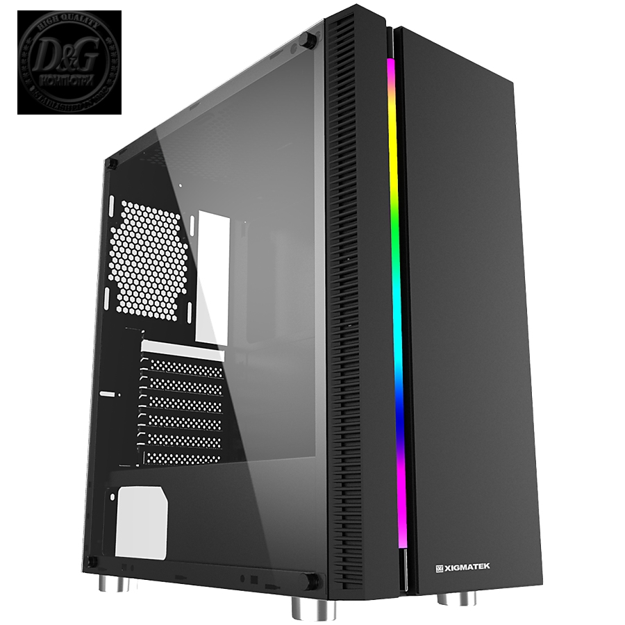 Chassis Apollo EN43125, ATX, M-ATX, Mini ITX, USB3.0x1 + USB2.0x2, Rainbow LED Stripe Frontpanel, Left Tempered Glass