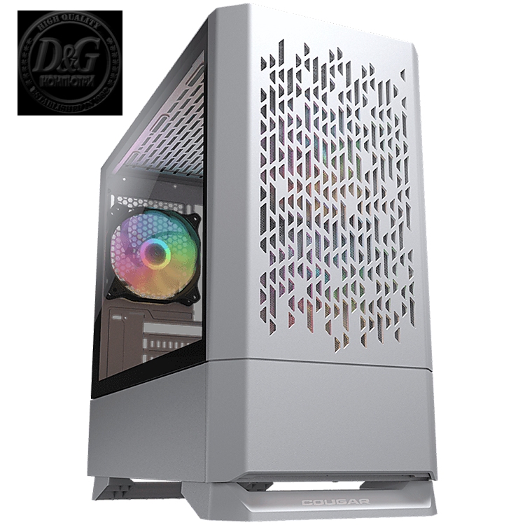COUGAR MG140 Air RGB - White, Mini Tower, Mini ITX / Micro ATX, USB 3.0 x 2, USB 2.0 x 1, Mic x 1 / Audio x 1, RGB Button, 3x 120mm ARGB fans pre-installed, Built-in LED controller, Patterned Air Vents, 205 x 410 x 420 (mm)