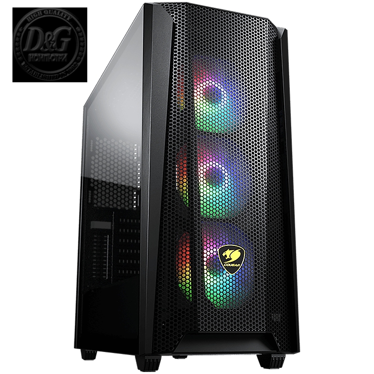 COUGAR MX660 MESH RGB-L, Mid Tower, Mini ITX / Micro ATX / ATX / CEB / E-ATX, 213 x 495 x 474(mm), Type C 3.1 x 1, USB3.0 x 2, Mic x 1 / Audio x 1, RGB Button, Built-in LED controller, 3x ARGB VK120 Fans Pre-installed
