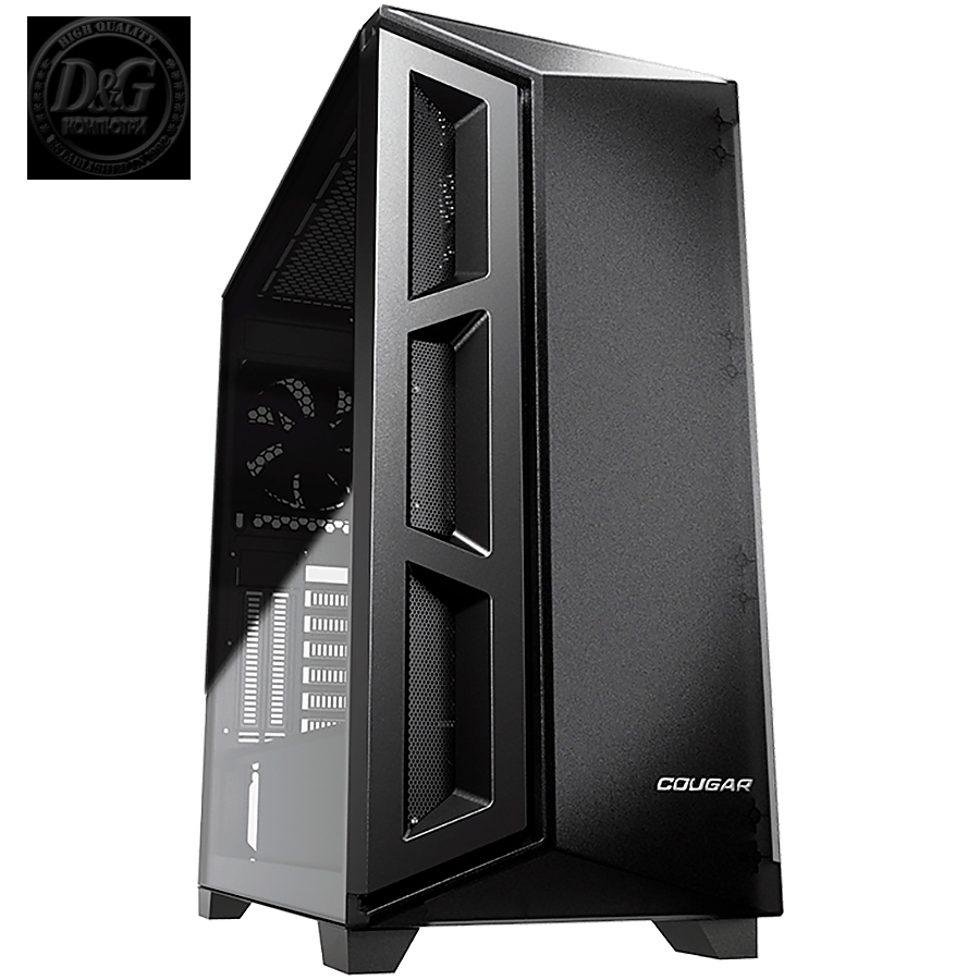 COUGAR Dark Blader X5 Black, Mid-Tower, Mini ITX / Micro ATX / ATX / CEB / E-ATX, 220 x 486 x 468 (mm), USB 3.0 x 1, USB 2.0 x 2, Mic x 1 / Audio x 1, Reset Button, Transparent Left Panel, 120mm x 1 (Black Rear fan x 1 pre-installed)
