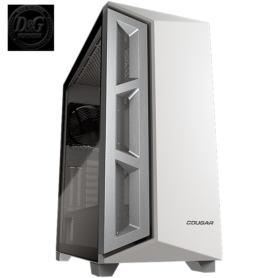 COUGAR Dark Blader X5 White, Mid-Tower, Mini ITX / Micro ATX / ATX / CEB / E-ATX, 220 x 486 x 468 (mm), USB 3.0 x 1, USB 2.0 x 2, Mic x 1 / Audio x 1, Reset Button, Transparent Left Panel, 120mm x 1 (Black Rear fan x 1 pre-installed)