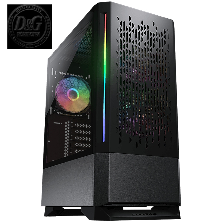 COUGAR MX430 Air RGB (Black), Mid Tower, Mini ITX / Micro ATX / ATX, USB 3.0 x 2, USB 2.0 x 1, Mic x 1 / Audio x 1, Reset Button, RGB Button, 3x ARGB fans pre-installed, Built-in LED controller, Patterned Air Vents Design, 217 x 467 x 371 (mm)
