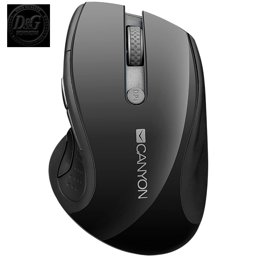 CANYON 2.4Ghz wireless mouse, optical tracking - blue LED, 6 buttons, DPI 1000/1200/1600, Black pearl glossy