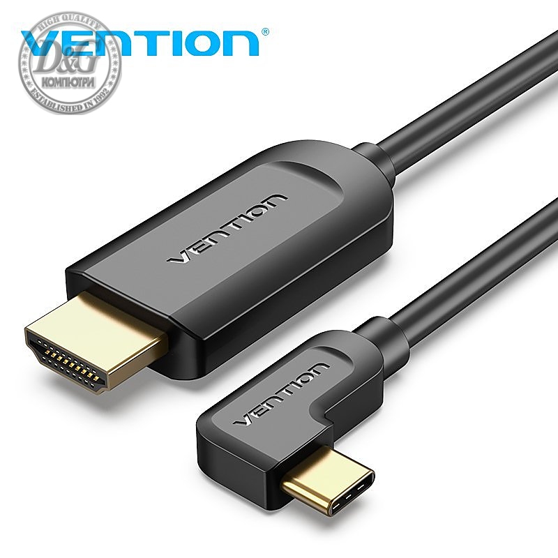 Vention Кабел Type-C to HDMI Cable Right Angle 1.5M Black - CGVBG