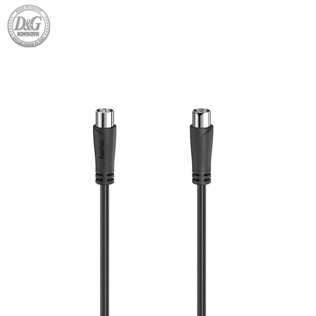 Антенен кабел HAMA 205052, Коаксиален мъжко - Коаксиален женско, 1.5м, 90dB, Черен