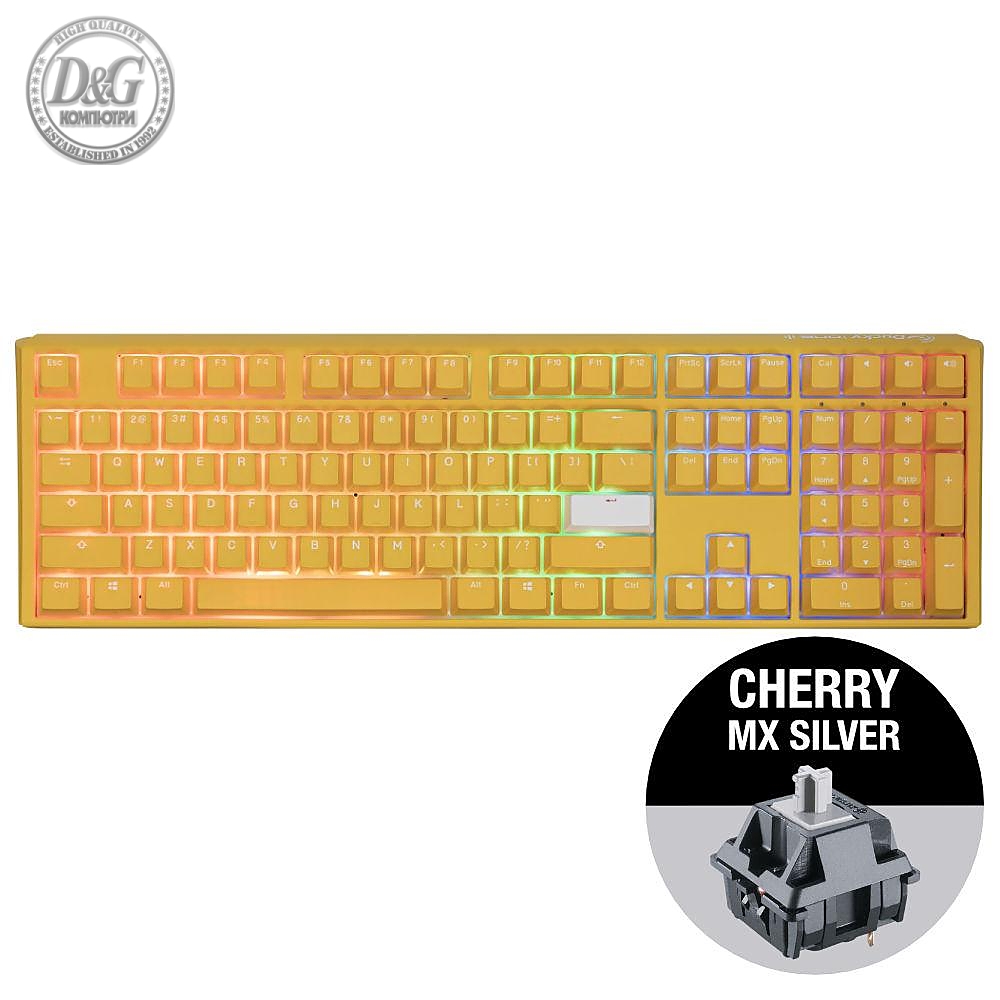 Геймърскa механична клавиатура Ducky One 3 Yellow Full-Size, Cherry MX Silver