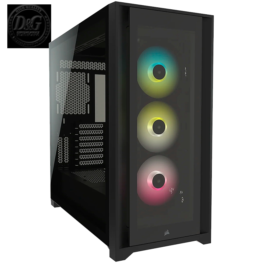 CORSAIR iCUE 5000X RGB Tempered Glass Mid-Tower ATX PC Smart Case — Black