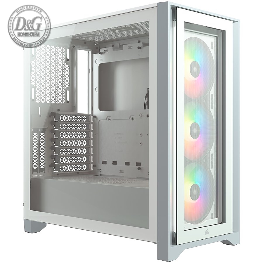 CORSAIR iCUE 4000X RGB Tempered Glass Mid-Tower ATX Case — White