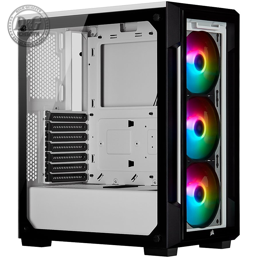 CORSAIR iCUE 220T RGB Tempered Glass Mid-Tower Smart Case — White
