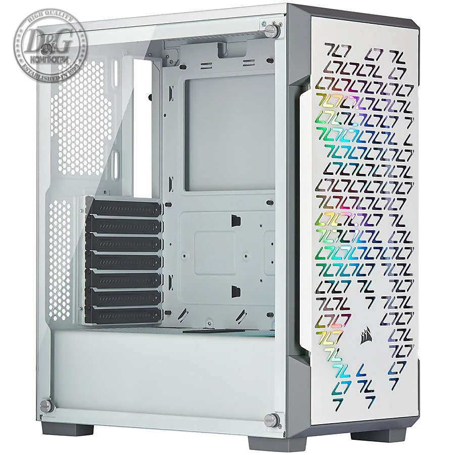 CORSAIR iCUE 220T RGB Airflow Tempered Glass Mid-Tower Smart Case — White