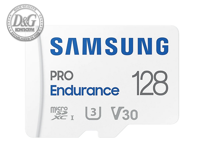 Samsung 128 GB micro SD PRO Endurance, Adapter, Class10, Waterproof, Magnet-proof, Temperature-proof, X-ray-proof, Read 100 MB/s - Write 40 MB/s