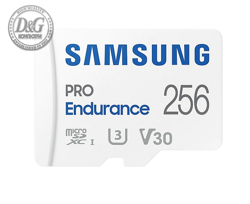 Samsung 256 GB micro SD PRO Endurance, Adapter, Class10, Waterproof, Magnet-proof, Temperature-proof, X-ray-proof, Read 100 MB/s - Write 40 MB/s