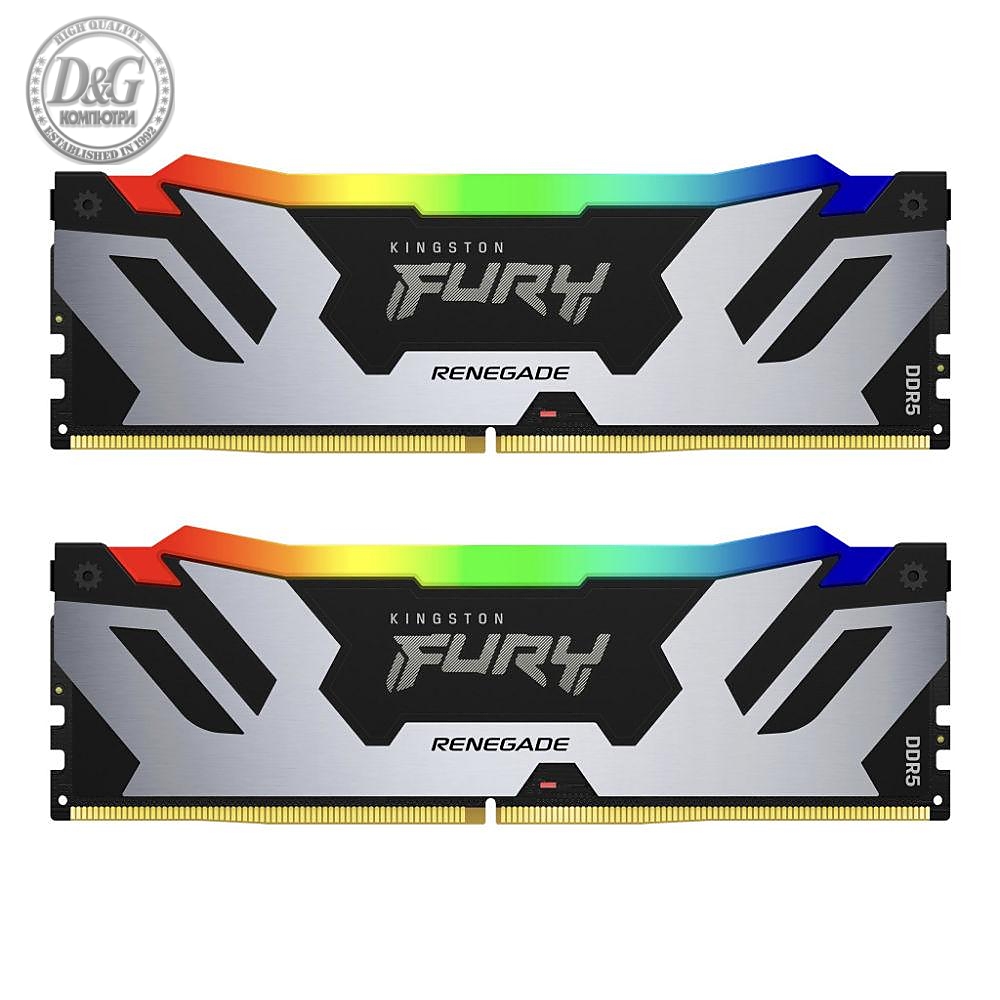 Памет Kingston Fury Renegade Silver RGB 32GB(2x16GB) DDR5 PC5-51200 6400MHz CL32 KF564C32RSK2-32