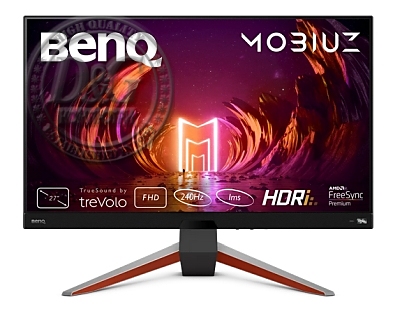 BenQ MOBIUZ EX270M, 27" IPS, 1920x1080 FHD, 1ms GtG, 240Hz, FreeSync Premiun, HDMI2.0x2, DP1.4x1, USB Hub, treVolo 2.1CH Sp.(2.5Wx2, 5W woofer), Tilt (down/up) -5° - 15°, Swivel (left/right) 15°/15°, Height Adj. stand, Eye-care VESA 100x100, Silver