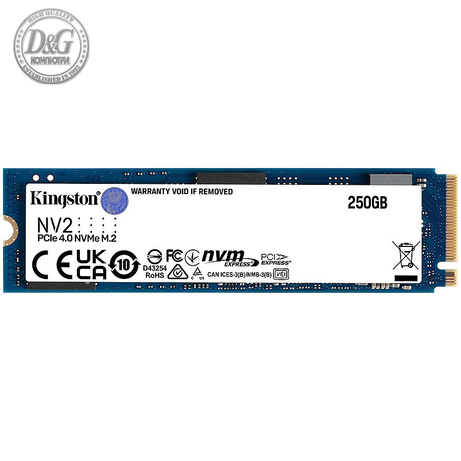 Kingston 250GB NV2 M.2 2280 PCIe 4.0 NVMe SSD, up to 3000/1300MB/s, 80TBW, EAN: 740617329889