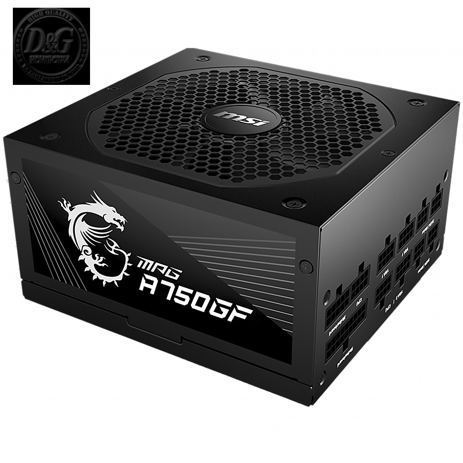 MSI MPG A750GF Power Supply 750W, 80 PLUS Gold, Japanese capacitors, Fully Modular, Flat Black Cables, 140mm fan, EU plug