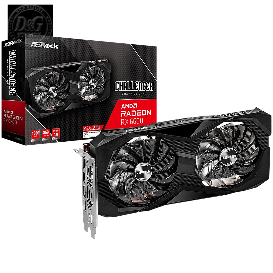 Asrock AMD Radeon RX6600 Challenger D 8GB, GDDR6 128 bit, 1xHDMI, 3xDP 1.4, power 1x8 pin, recommended PSU 500W.