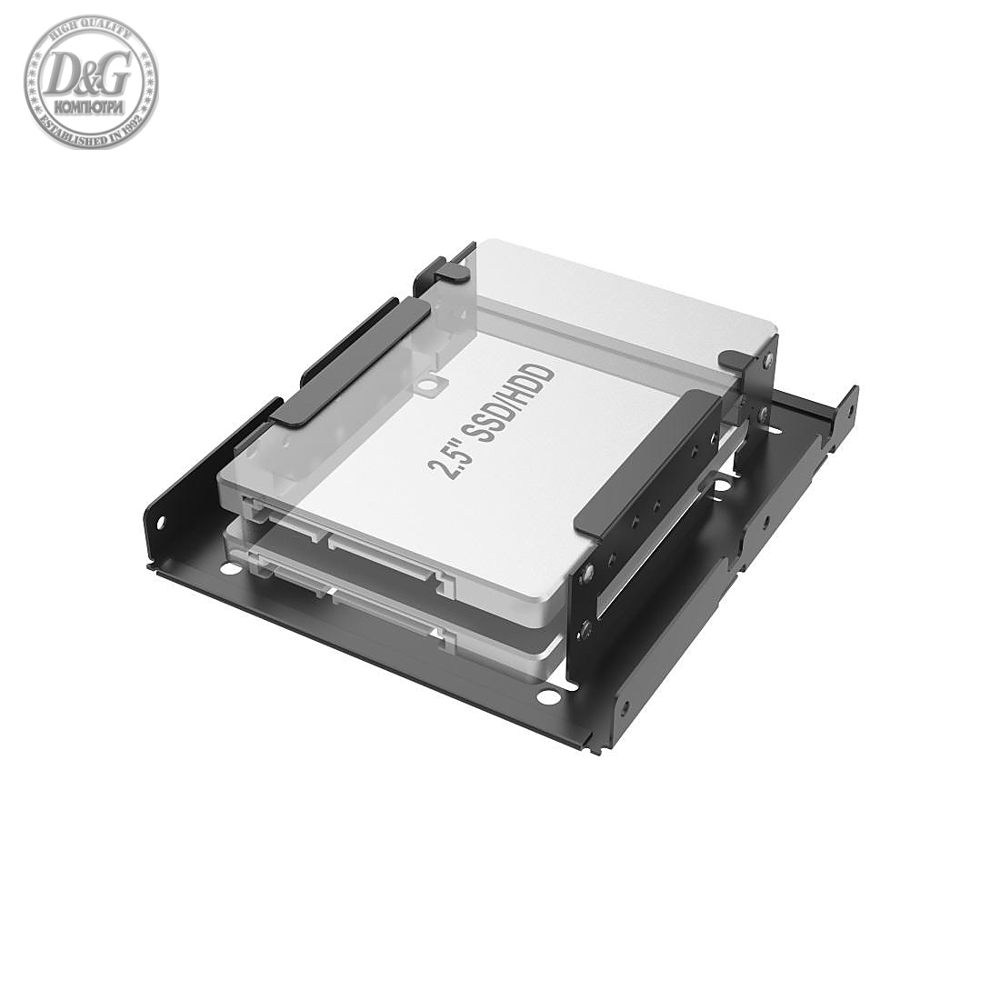 Рамка за твърд диск HAMA, 2 x 2.5&quot; SSD и HDD в слот HDD 3.5&quot;, Черен