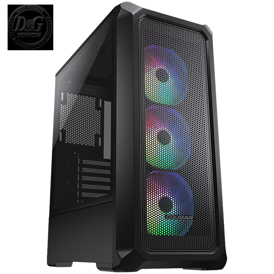 COUGAR Archon 2 Mesh RGB (Black), Mid Tower, 3x 120 ARGB Fans, RGB Button, 3mm Tempered Glass, Mini ITX / Micro ATX / ATX, USB 3.0 x 2, USB 2.0 x 1, Mic x 1 / Audio x 1