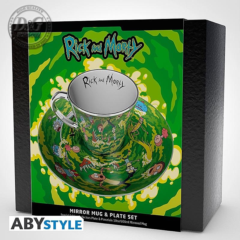 Комплект ABYSTYLE RICK AND MORTY Mirror mug &amp; plate set Portal, Чаша, Подложка