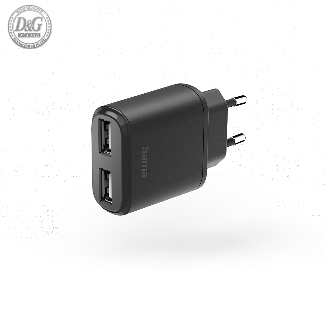 Зарядно за кола HAMA с 2x USB-A порта, 12 W, черно