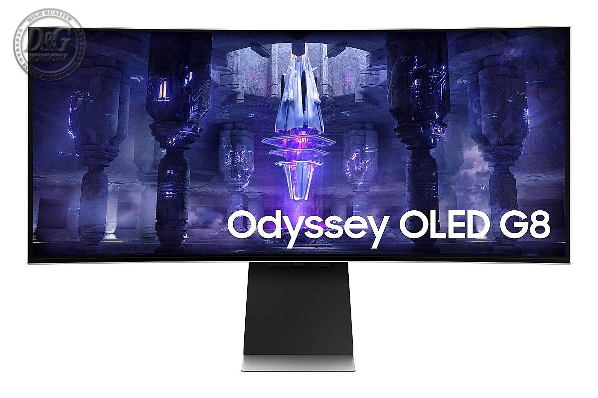 Монитор Samsung Odyssey OLED G8 G85SB 34&quot; CURVED 1800R, 175 Hz, 0.1ms GTG, 3440x1440, 2xUSB-C, Mini DP, Micro HDMI, Speakers, Silver