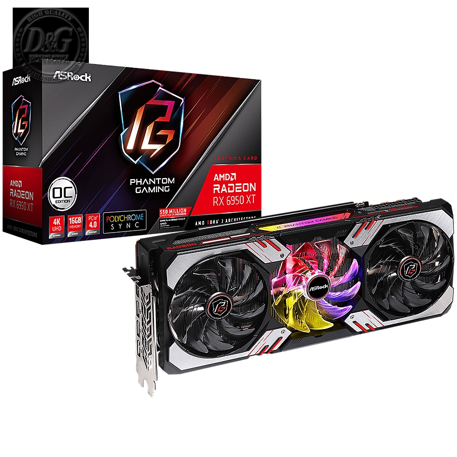 Asrock AMD Radeon RX6950XT Phantom Gaming 16GB OC, GDDR6 256-bit, 1x HDMI 2.1 VRR, 3x DP 1.4, power 3x8 pin, recomended PSU 900W