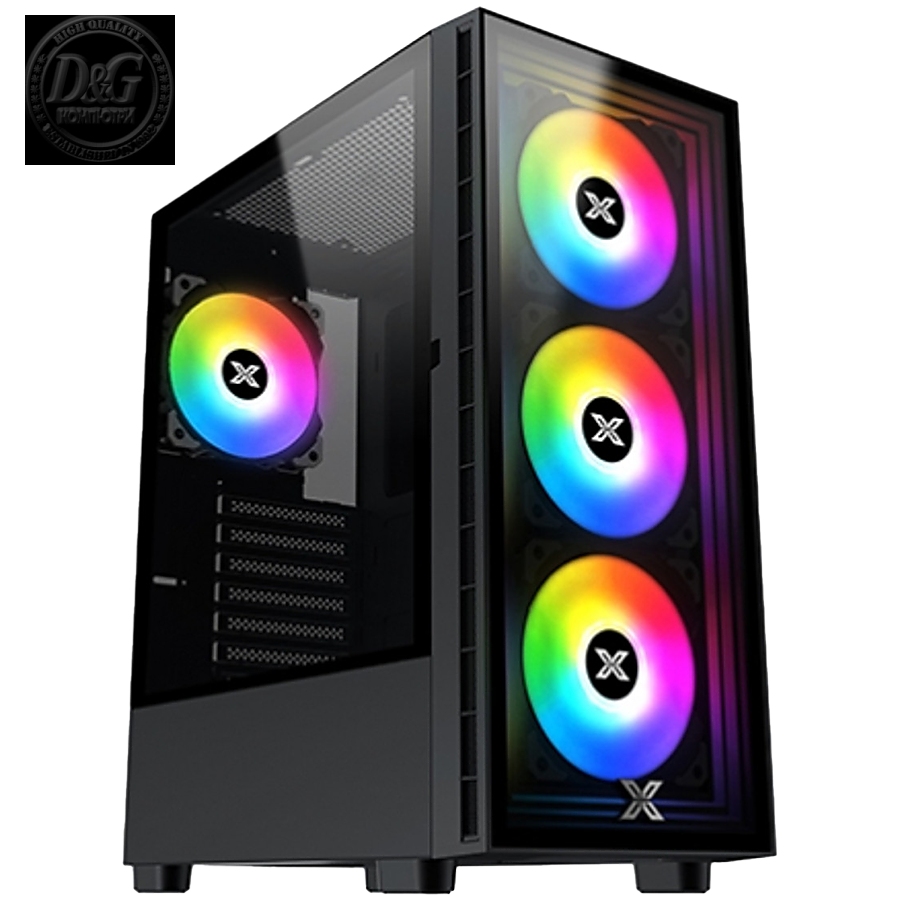 Шаси XIGMATEK Midi Tower,  ATX, 7 slots, USB 3.0, USB 2.0, Аудио интерфейс, Power Button, Reset Button, Индикатор - светодиод, PSU optional, Supports Liquid Cooling System, With Window, Removable Dust Filters, Черен